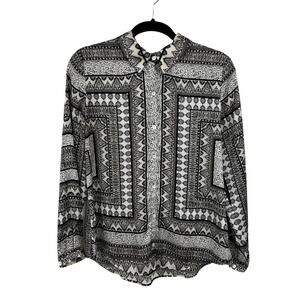 Chico's Black and White Button Down Shirt